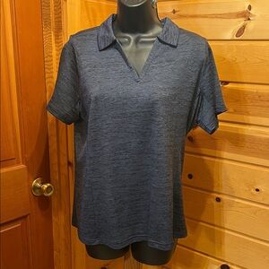 Antigua Heathered Navy Short-Sleeve V-Neck Polo